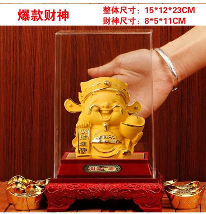 HOT SALE # HOME OFFICE company SHOP BEST GIFT Talisman Money Drawing GOOD LUCK gold gilding CAI SHEN God of wealth Ornament