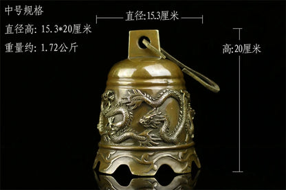 HOT SALE HOME courtyard TOP Talisman # Exorcisms town curtilage Good luck Bronze dragon bell FENG SHUI Brass statue