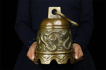 HOT SALE HOME courtyard Temple TOP  Talisman # Exorcisms town curtilage Good luck Bronze dragon bell FENG SHUI Brass statue