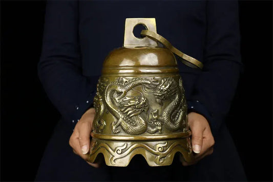 HOT SALE HOME courtyard Temple TOP  Talisman # Exorcisms town curtilage Good luck Bronze dragon bell FENG SHUI Brass statue