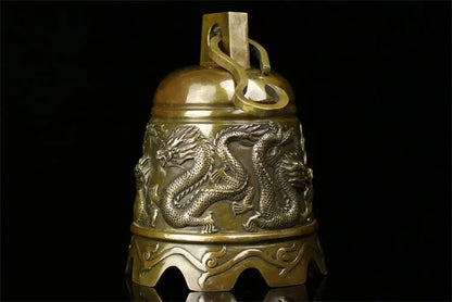 HOT SALE HOME courtyard Temple TOP  Talisman # Exorcisms town curtilage Good luck Bronze dragon bell FENG SHUI Brass statue