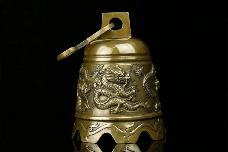 HOT SALE HOME courtyard Temple TOP  Talisman # Exorcisms town curtilage Good luck Bronze dragon bell FENG SHUI Brass statue