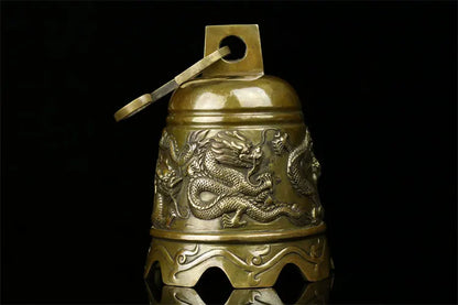 HOT SALE HOME courtyard Temple TOP  Talisman # Exorcisms town curtilage Good luck Bronze dragon bell FENG SHUI Brass statue