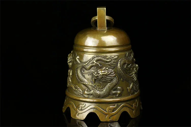 HOT SALE HOME courtyard Temple TOP  Talisman # Exorcisms town curtilage Good luck Bronze dragon bell FENG SHUI Brass statue