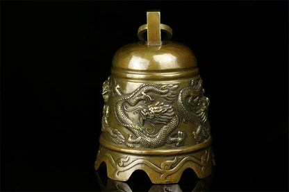 HOT SALE HOME courtyard Temple TOP  Talisman # Exorcisms town curtilage Good luck Bronze dragon bell FENG SHUI Brass statue