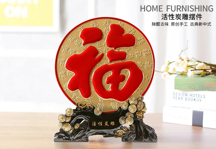 HOT SALE --HOME office ROOM TOP decoration ART Bless family business efficacious Mascot FU good fortune FENG SHUI Sculpture