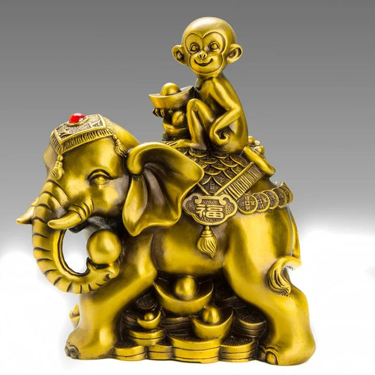 HOT SALE   HOME office business TOP  Talisman # Money Drawing GOLD GOOD money Elephant FENG SHUI Brass statue  30CM