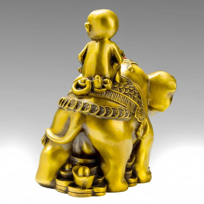 HOT SALE   HOME office business TOP  Talisman # Money Drawing GOLD GOOD money Elephant FENG SHUI Brass statue  30CM