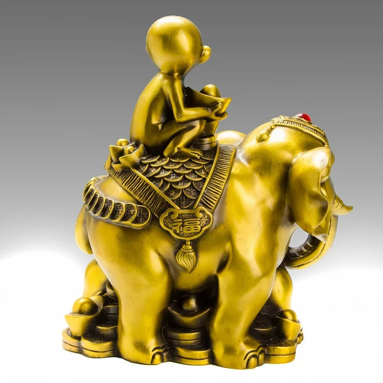 HOT SALE   HOME office business TOP  Talisman # Money Drawing GOLD GOOD money Elephant FENG SHUI Brass statue  30CM