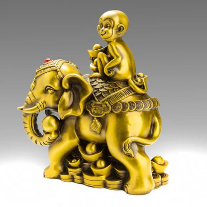 HOT SALE   HOME office business TOP  Talisman # Money Drawing GOLD GOOD money Elephant FENG SHUI Brass statue  30CM