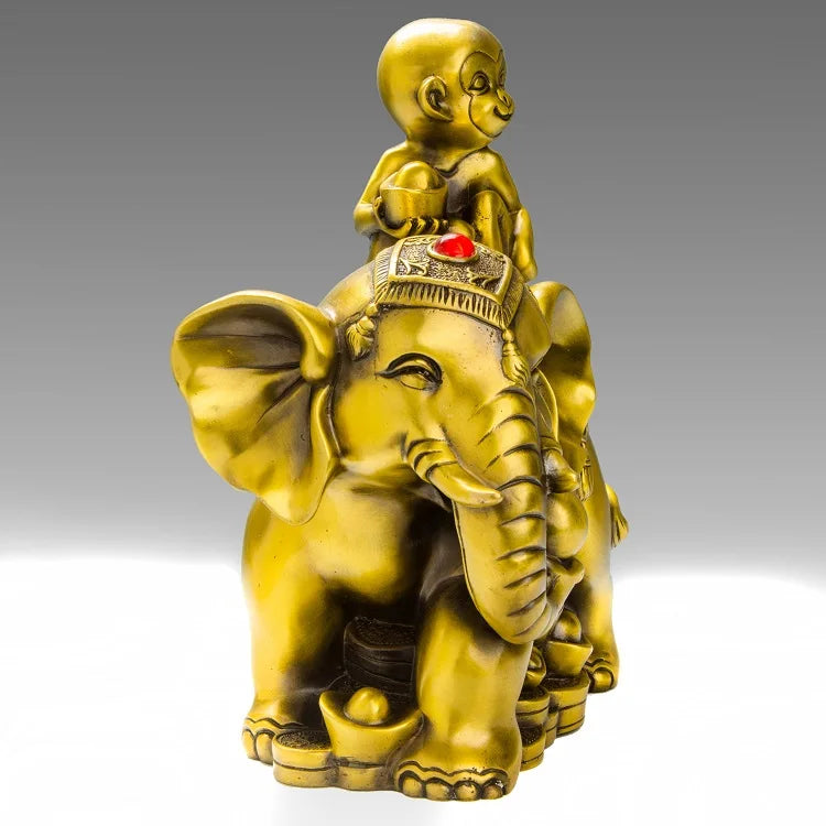 HOT SALE   HOME office business TOP  Talisman # Money Drawing GOLD GOOD money Elephant FENG SHUI Brass statue  30CM