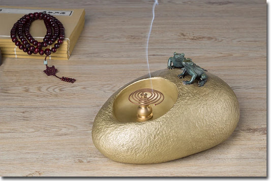 HOT SALE High-grade Business Artwork # office home  Money Drawing Good luck Golden Frog Ashtray incensory copper statue