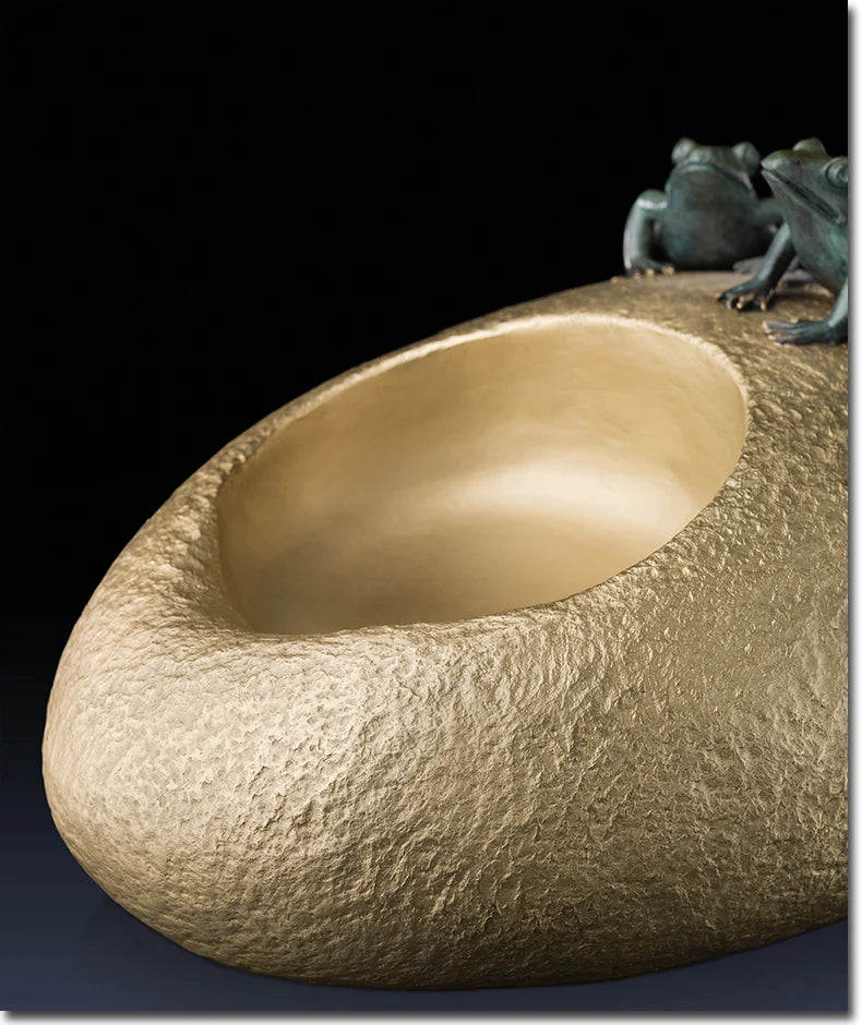 HOT SALE High-grade Business Artwork # office home  Money Drawing Good luck Golden Frog Ashtray incensory copper statue