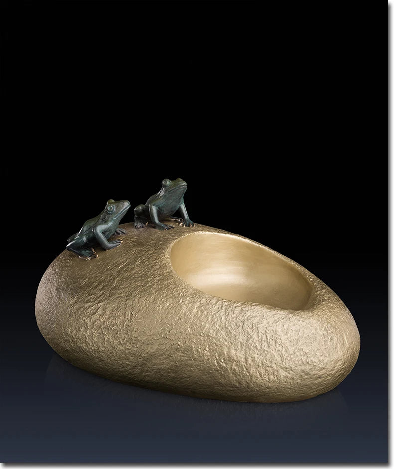 HOT SALE High-grade Business Artwork # office home  Money Drawing Good luck Golden Frog Ashtray incensory copper statue