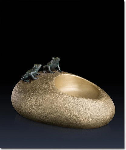 HOT SALE High-grade Business Artwork # office home  Money Drawing Good luck Golden Frog Ashtray incensory copper statue