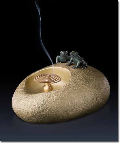 HOT SALE High-grade Business Artwork # office home  Money Drawing Good luck Golden Frog Ashtray incensory copper statue