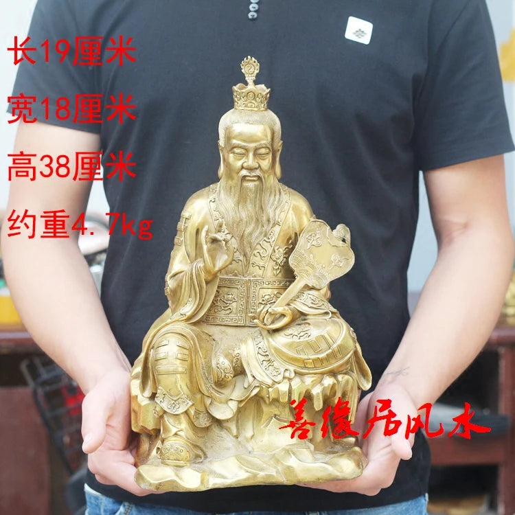 HOT SALE LARGE -Bring in wealth GOOD LUCK HOME office TOP Money Drawing  Mascot # Taoism Lord Lao Zi FENG SHUI Brass statue