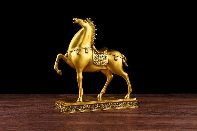 HOT SALE LARGE- Business Money Drawing Talisman House Protection -Home office FENG SHUI KAI GUANG Golden copper horse statue
