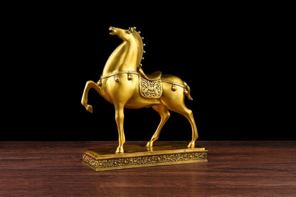 HOT SALE LARGE- Business Money Drawing Talisman House Protection -Home office FENG SHUI KAI GUANG Golden copper horse statue