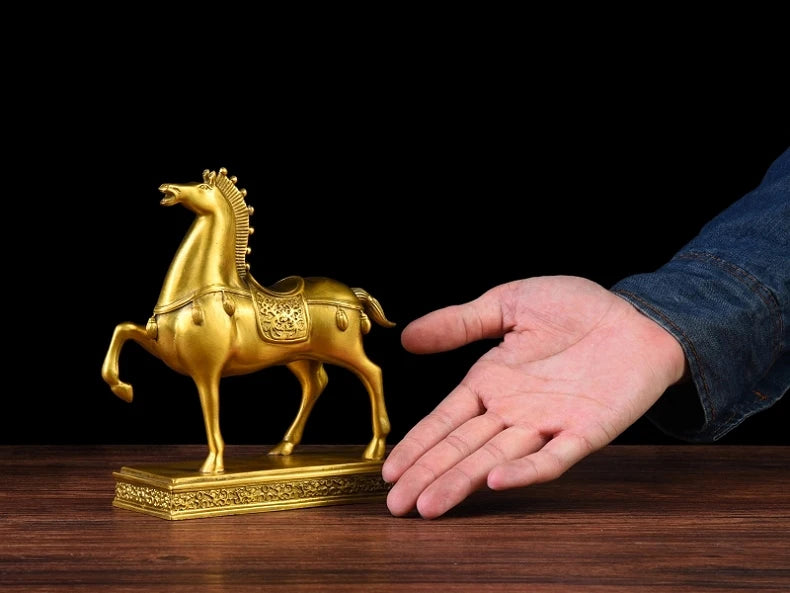 HOT SALE LARGE- Business Money Drawing Talisman House Protection -Home office FENG SHUI KAI GUANG Golden copper horse statue