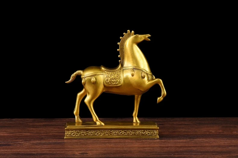 HOT SALE LARGE- Business Money Drawing Talisman House Protection -Home office FENG SHUI KAI GUANG Golden copper horse statue