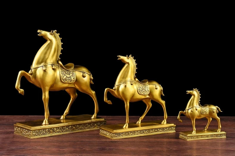 HOT SALE LARGE- Business Money Drawing Talisman House Protection -Home office FENG SHUI KAI GUANG Golden copper horse statue