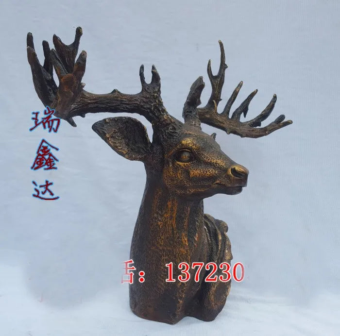 HOT SALE  Office home FENG SHUI ART Talisman Money Drawing Fortune elk deer Bronze statue 39CM l