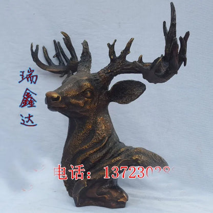 HOT SALE  Office home FENG SHUI ART Talisman Money Drawing Fortune elk deer Bronze statue 39CM l