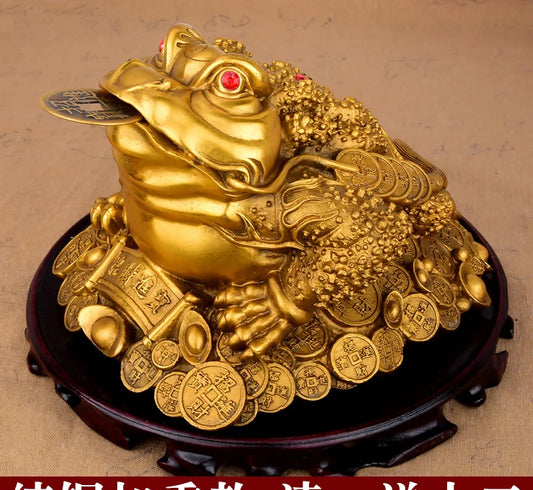 HOT SALE # SHOP HOME hall Lobby Porch Reception efficacious Mascot Inviting money wealth GOLD JIN CHAN FENG SHUI COPPER statue