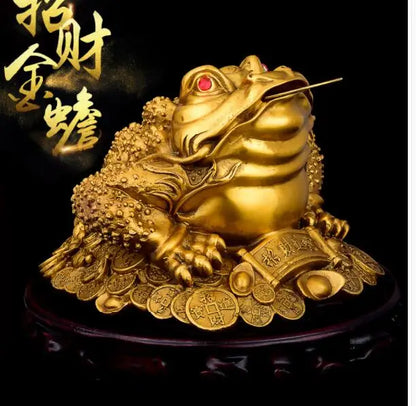 HOT SALE # SHOP HOME hall Lobby Porch Reception efficacious Mascot Inviting money wealth GOLD JIN CHAN FENG SHUI COPPER statue