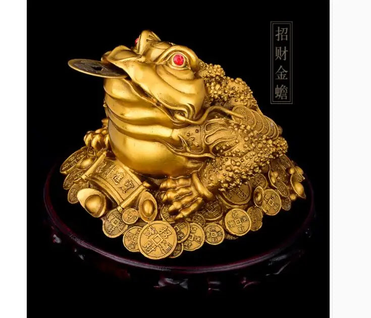 HOT SALE # SHOP HOME hall Lobby Porch Reception efficacious Mascot Inviting money wealth GOLD JIN CHAN FENG SHUI COPPER statue