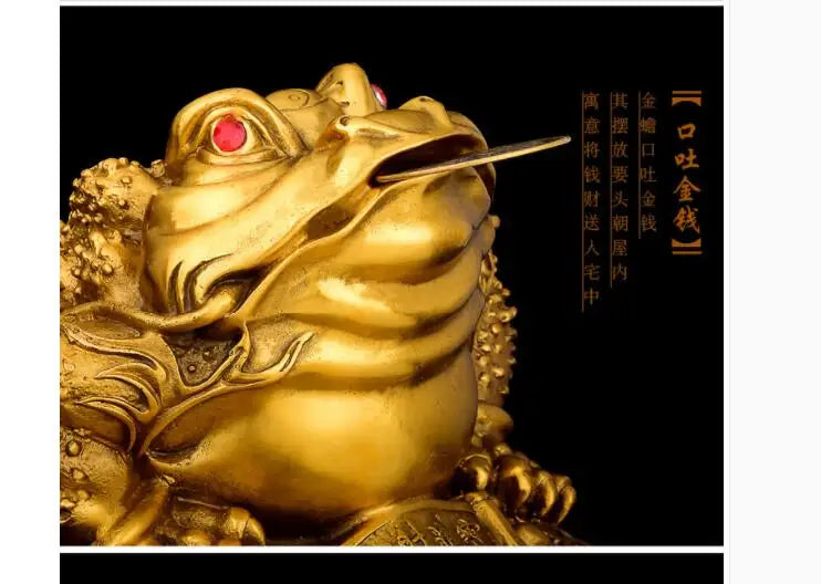 HOT SALE # SHOP HOME hall Lobby Porch Reception efficacious Mascot Inviting money wealth GOLD JIN CHAN FENG SHUI COPPER statue