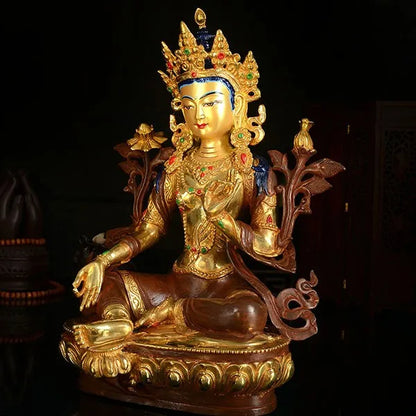 HOT SALE Talisman efficacious House Protection -Buddhism Bodhisattva Tara(Green) buddha Gilding bronze statue