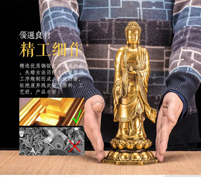 HOT SALE buddha # HOME family  Protection Talisman Buddhism Jiuhua Mountain Lotus buddha copper figure statue 30 cm