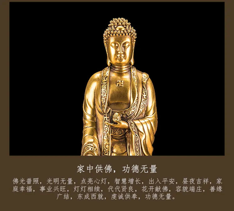 HOT SALE buddha # HOME family  Protection Talisman Buddhism Jiuhua Mountain Lotus buddha copper figure statue 30 cm