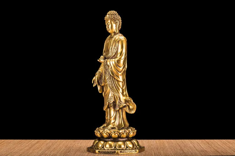 HOT SALE buddha # HOME family  Protection Talisman Buddhism Jiuhua Mountain Lotus buddha copper figure statue 30 cm