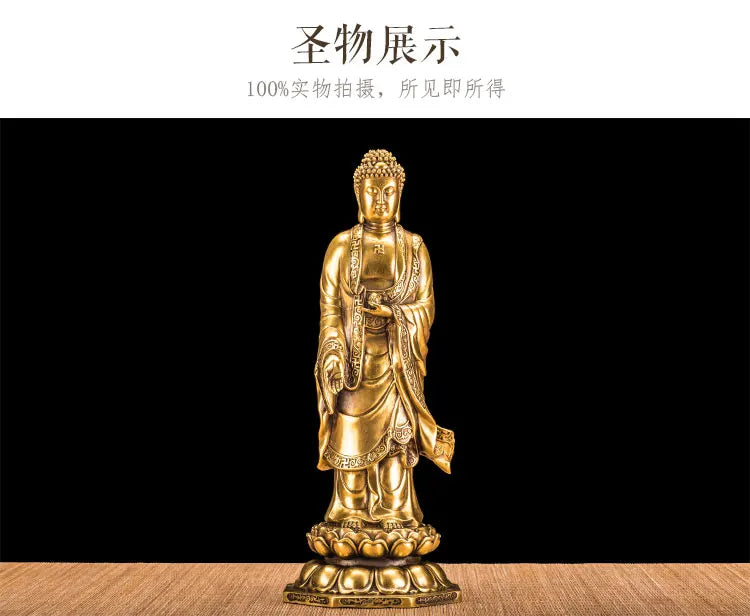 HOT SALE buddha # HOME family  Protection Talisman Buddhism Jiuhua Mountain Lotus buddha copper figure statue 30 cm