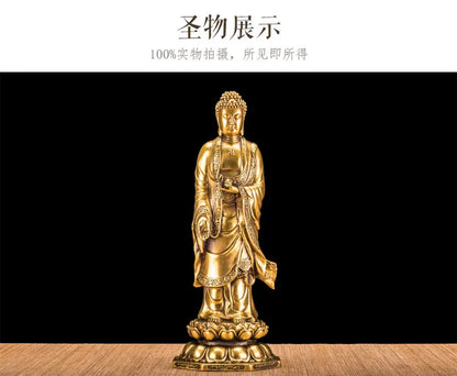 HOT SALE buddha # HOME family  Protection Talisman Buddhism Jiuhua Mountain Lotus buddha copper figure statue 30 cm