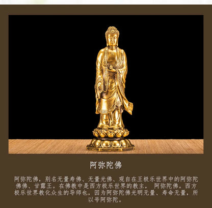 HOT SALE buddha # HOME family  Protection Talisman Buddhism Jiuhua Mountain Lotus buddha copper figure statue 30 cm