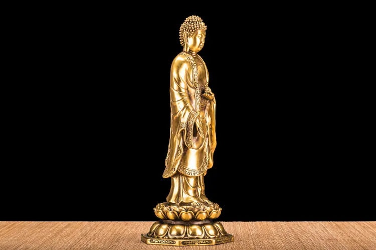 HOT SALE buddha # HOME family  Protection Talisman Buddhism Jiuhua Mountain Lotus buddha copper figure statue 30 cm