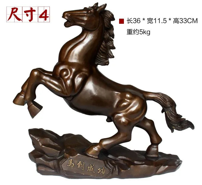 HOT SALE  business Lucky magic weapon # office home house  Protection # Money Drawing horse Bronze statue 36CM