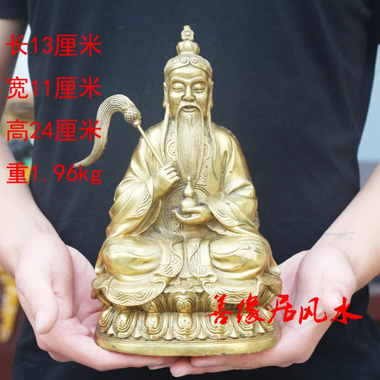 HOT SALE  family exorcise evil spirits Bless Safety efficacious Talisman # Taoism GOD Lord Lao Zi Laojun FENG SHUI Brass statue