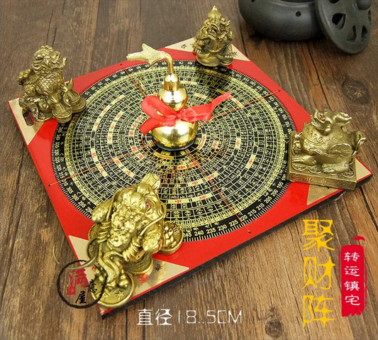 HOT SALE gift -HOME lobby office Shop Company FENG SHUI Money Drawing Talisman Good luck Gold ingot Money tree brass statue