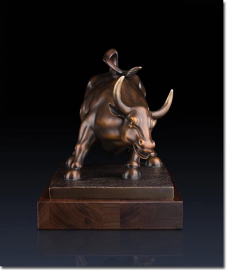 HOT SALE -home office Business equity market Wall Street cattle Money Drawing FENG SHUI Charging Bull bronze sculpture