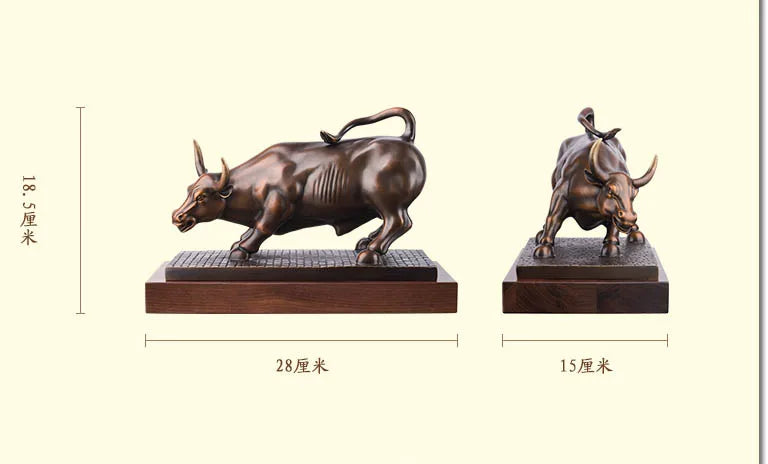 HOT SALE -home office Business equity market Wall Street cattle Money Drawing FENG SHUI Charging Bull bronze sculpture