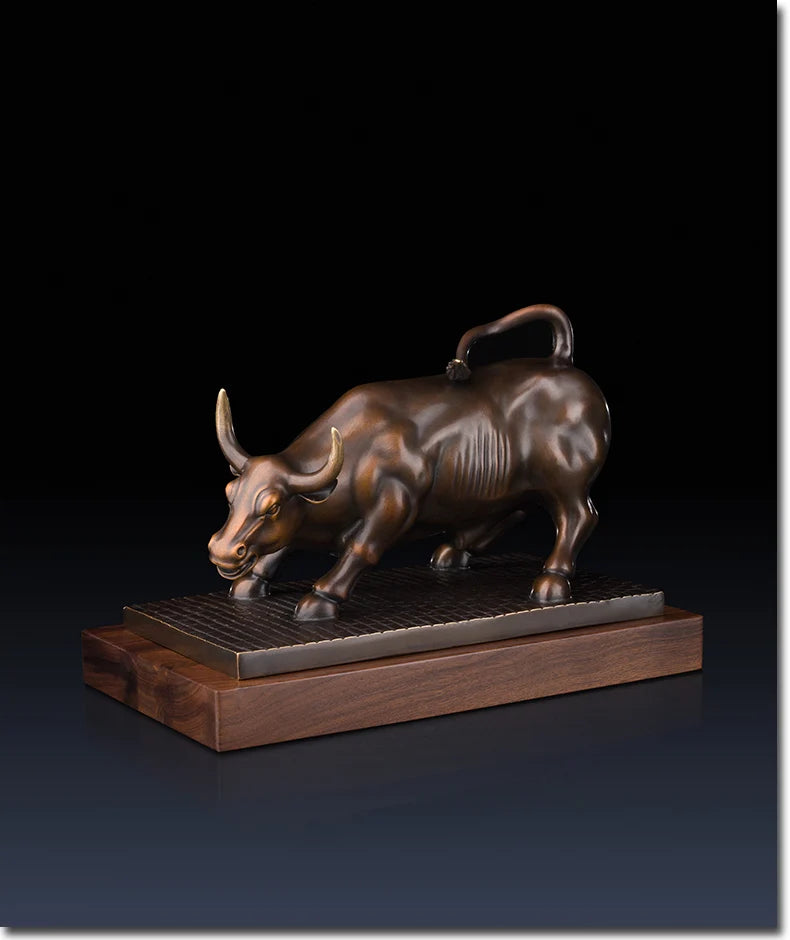 HOT SALE -home office Business equity market Wall Street cattle Money Drawing FENG SHUI Charging Bull bronze sculpture
