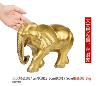 HOT SALE large-Bring in wealth and treasure # office home shop Money Drawing  Talisman Fortune Elephant FENG SHUI Brass statue