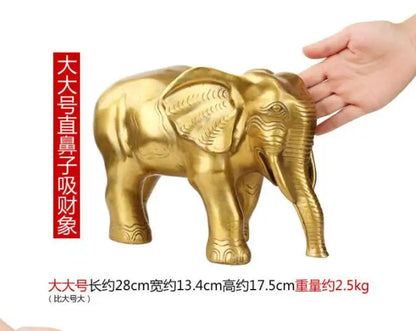 HOT SALE large-Bring in wealth and treasure # office home shop Money Drawing  Talisman Fortune Elephant FENG SHUI Brass statue