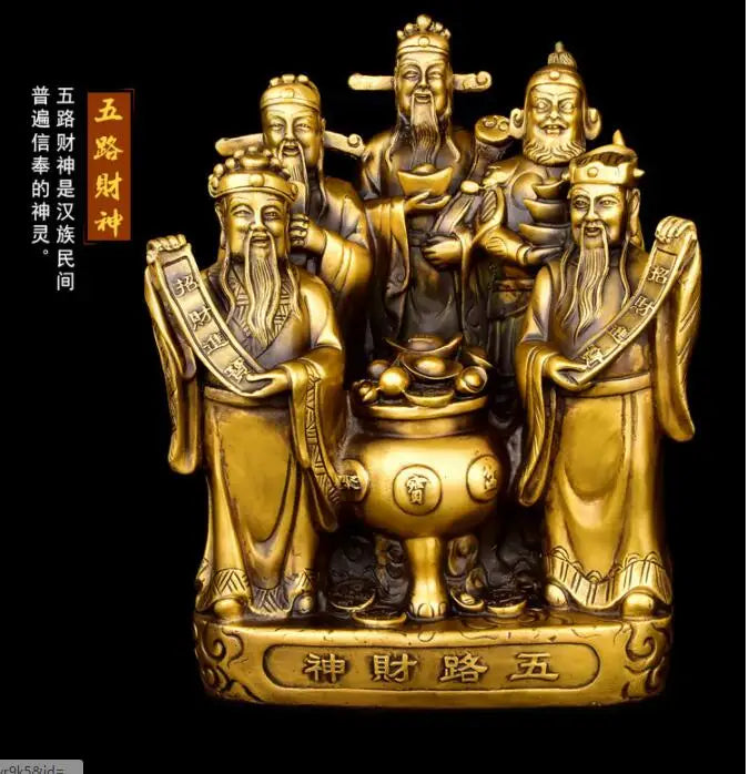 HOT SALE # large GOOD HOME Shop company efficacious  thriving business 5 God of wealth brass mammon FENG SHUI statue