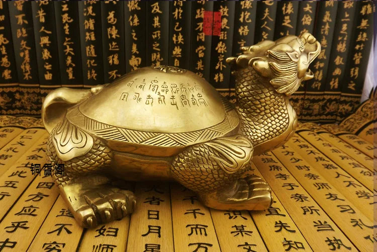 HOT SALE office Home Room shop bring wealth and fortune Mascot Talisman JI XIANG Dragon Turtle FENG SHUI Copper statue 25CM